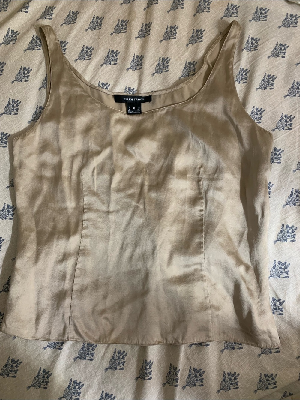 Ellen Tracy Cream Silk Tank Top